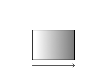 A right arrow icon below a rectangle with a darker color to the right. Symbolizes deeper blacks and sharper image quality.