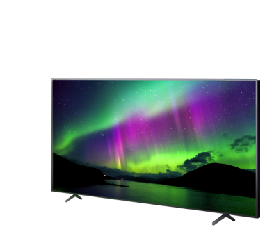 A TV screen shows the Northern European night sky with the aurora borealis, bringing the beauty of nature to life.