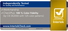 The Intertek certification mark, which guarantees 100% color accuracy for OLED displays.