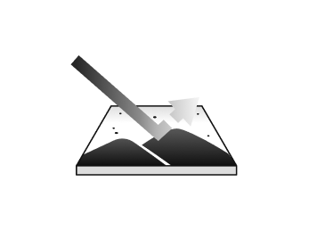 Mountain Illustration An illustration with arrows piercing diagonally into the surface of a figure and showing the path of reflection. Represents good visual performance.