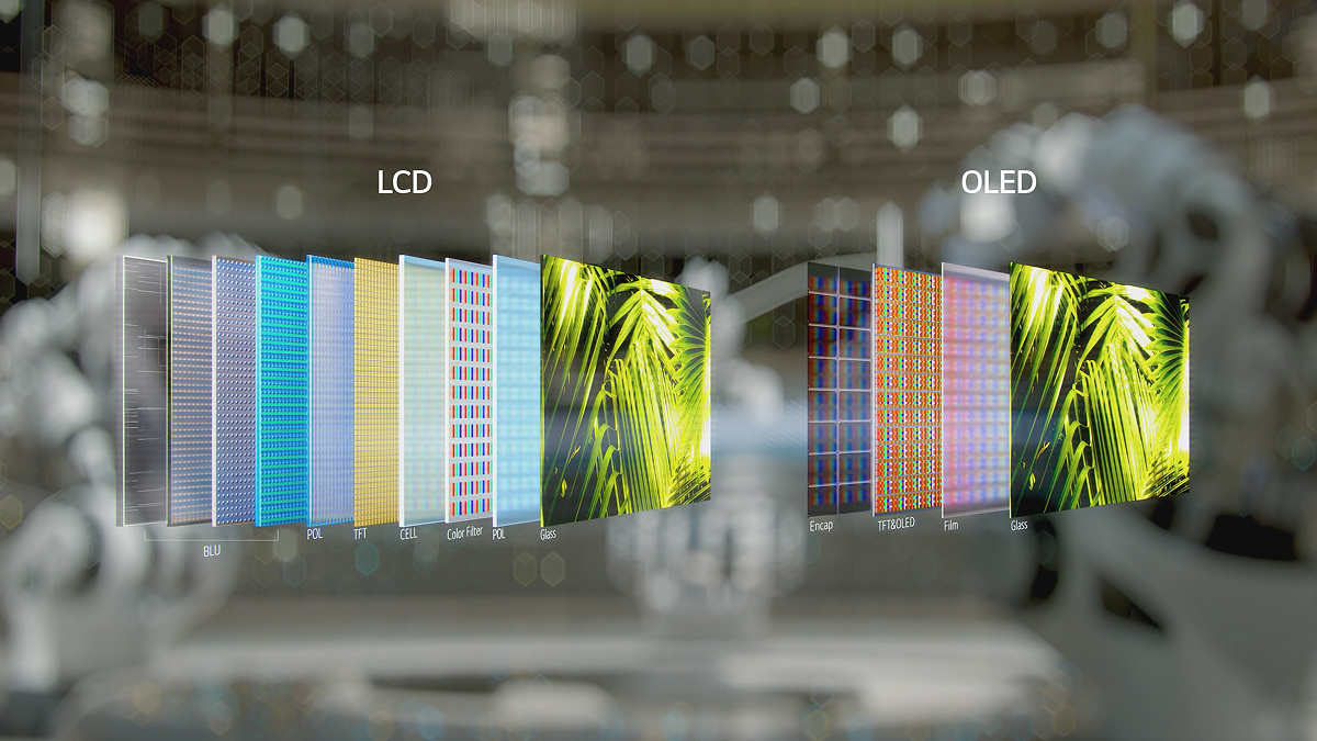 A transparent OLED display delivering eco-friendly value with a simplified design that maintains low power consumption and surface temperature, unlike LCDs requiring backlights and multi-layered structures